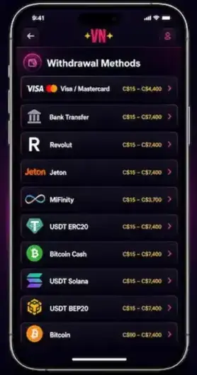 Vegasnow Mobile - Requesting a Payout