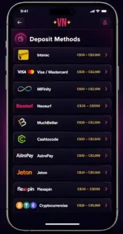 Vegasnow Mobile - Making a Deposit